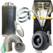 1.2x1.2x2m Hydroponic Grow Tent 6" Duct Fan Carbon Filter Ducting Vent Combo