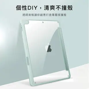 【BOJI 波吉】iPad Air 4/5 10.9吋 三折式右側筆槽可磁吸充電硬底軟邊氣囊空壓殼 湖水綠