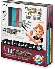 Buki 54381 Tattoo Felt Tip Pens - Golden | Cosmetic Pens for Temporary Tattoos with Pochoirs | For Children Aged 7 Years and Up