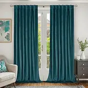 BGment Teal Velvet Curtains 90 Inches for Bedroom,Thermal Insulated Room Darkening Sound Reduce Drapes with Back Tab and Rod Pocket Living Room,Set of 2 Panels,52 x 90 Inch,(Teal 52 x 90)