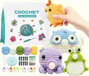 Crochet Kit for Beginners, 4Pcs DIY Crochet Animal Kit