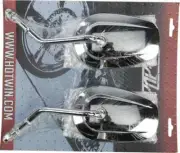 HD Chrome Tapered Short Stem Side Mirror Pr Harley Super Glide CVO 99-00
