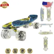 Lightweight 22'' Retro Mini Cruiser Skateboard with ABEC-7 Bearings for Youth