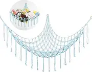 Stuffed Animal Storage Hammock or Net,Boho Toy Storage Hammock,Cute Stuff Animal Organizer Holder,Hanging Wall Corner Organizer for Plush Plushie,Kids Baby Nursery Wall Bedroom Home Decor (Blue)