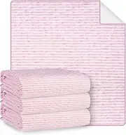 Incontinence Bed Pads Reusable, 3-Pack 36"x 34" Reusable Waterproof Soft Pee Pads for Urine Adults, Elderly, Seniors, Women, Kids & Pets, Highly Absorbent Protective Pad for Bed, Couch, Sofa-Pink