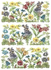 Alpine Tapestry Wild Flower Cup Mug Wraps 3 pcs 7 1/2" X 3 1/2"Ceramic Decals