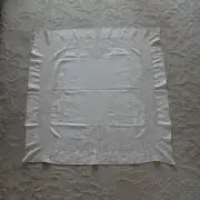 Vintage Linen Tablecloth Open Weave Border Beige 48" x 48" Square
