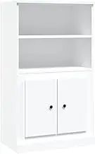 vidaXL White Highboard, Modern Style, Durable Engineered Wood, 60x35.5x103.5 cm, Ample Storage, Wall Attachment
