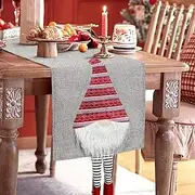 TIED RIBBONS Christmas Table Runner | 81 Inch, Grey | Christmas Decorations Indoor | Christmas Tablecloth for Dining Table, Kitchen Decor, Christmas Table Decorations, Santa Decor