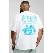 Mens White Plus Oversized Nashville Western Horse Print T-Shirt