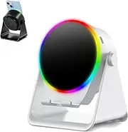 4-in-1 360° Rotating Bluetooth Speaker Stand, Cell Phone Stand Speakers with Colorful Light, Wireless Induction Audio Bluetooth Speaker, Anti-Slip Base HD Surround Sound (White)