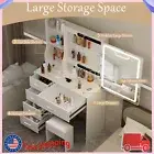 Makeup Vanity Desk w/ Sliding Mirror and Lights Dressing Table with 6 DRAWERS
