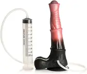 Fantasy Silicone Squirting Centaur Dildo, Peach and Black, with Syringe Attachment Sex Toys Vibrator Dildo Vibrater Sex Toysfemale Adult Toy Rabbit Thrusting