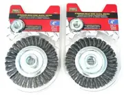 2 MIBRO 4" KNOTTED STRINGER BEAD WIRE WHEELS ANGLE GRINDER 5/8"-11 THREAD 678301