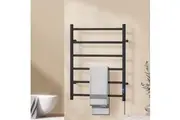 Devanti Heated Towel Rail 6 Round Bars with Timer Warmer Rack