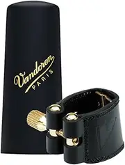 Vandoren Leather Ligature and Plastic Cap for Soprano Saxophone, Black