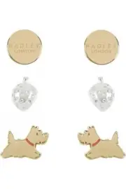 Radley Triple Pack Strawberry, Disk & Dog Studded Earrings RYJ1348S