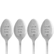 4Pcs Set I LOVE You DAD Engraved Spoons Stainless Steel Long Handle Spoons