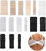 [Saituo Home] Pack of 15 Bra Closure Extension Bra Extenders Black, White, Skin Colour, Various, Comfortable and Stretchy for Weight Gain, Pregnancy, Breastfeeding, Black/Nude/White, One