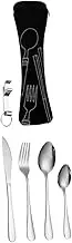 UTHCLO Stainless Steel Tableware Set 5-Piece Portable Cutlery for Camping Picnics Outdoor Activities