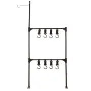 Space saving Double Levels Camping Tableware Rack with Adjustable Table Clamp