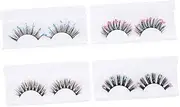 BIUDECO 4 Pairs Colored Glitter Lash Extensions for Halloween Cosplay Fluffy Eyelashes to Enhance Makeup Looks Eye Catching False Eyelashes for Festivals and Special Occasions