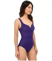 MIRACLESUIT NEW SENSATIONS CONUNDRUM ONE PIECE SWIMSUIT PURPLE SIZE 14 NEW! $152