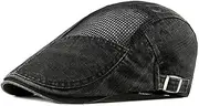 [LAIFEKE] Mens Breathable Mesh Newsboy Cap Washed Cotton Cabbie Flat Hat Gatsby Ivy Hat