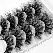 FEITA Fluffy False Eyelashes 25mm Fashes 8D Thick Volume Criss-Crossed Soft Eyelash Dramatic Faux Mink Fake Eye Lashes 5 Pairs Multi Pack