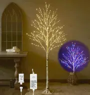 Lighted Birch Tree with 330L Warm White and Multi Color Fairy Lights 8 Functions