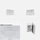 MIMCO Classico Metallic Duo Credit Card Wallet Leather Silver NWT Dustbag