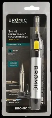 Bromic 3-IN-1 MICRO TORCH/SOLDERING IRON Manual Ignition, Adjustable Flame