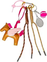 [QTMY] Cute Horse Tassel Keychain Bag Charms for Handbag Purse Backpack Accessories for Bogg Bag,659, Hot Pink,brown, Khaki