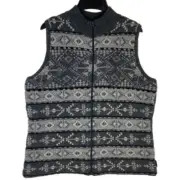 Woolrich NEW Gray and Black 100% Lambswool Manda Mock Vest Women’s Size Large