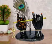 Krishna Hand Statue Showpiece for home decor-1 Pc (Black, Resin)