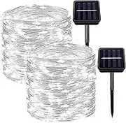 LED Solar String Lights, 12M/39FT Solar Outdoor Lights with 8 Lighting Modes, Waterproof Solar Fairy Lights for Home, Decoration, Tree, Garden Patio Party Christmas (2 Pack 12 M 100 LED, White)