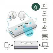 32GB Dual 2 In 1 USB 3.0 Type C Flash Drive OTG Memory USB Stick Thumb Pen Drive