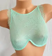 Victoria's Secret Lace Bralette Bra High Neck Tank Top/Cami Mint Sz 32D NWT