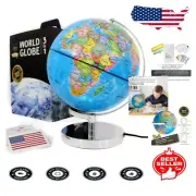 Interactive LED Kids Globe - 9” Globe with Celestial Maps & Card Game Included