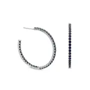 Blue Lab-Created Sapphire Inside-Out J-Hoop Earrings in Sterling Silver