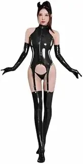 [GRRKDFQ] Women Lingerie Open Crotch Bodysuit Jumpsuits With Garters Bodysuit