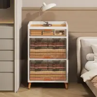 在飛比找momo購物網優惠-【AOTTO】58面寬木質感掀蓋三層收納櫃(收納櫃 置物櫃 
