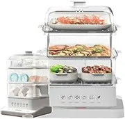 Electric Food Steamer for Cooking, 3 Tier Removable 40L Capacity Food Steamer,12 Hours Appointment Insulation Function and 6 Cooking Modes for Vegetables, Meats, Fish