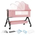 2025 Infant Bedside Co Sleeper Bassinet Grey Baby Cot Newborn Crib Pink Grey