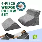 4Pcs Bed Wedge Pillow Set Neck Back Support Sleep Leg Elevation w/ Velvet Cover