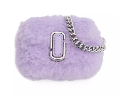 Marc Jacobs Teddy Fur Snapshot Nano Bag Charm Key Fob Coin Purse ~NWT~ Lilac