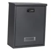 Locking Mailbox Wall Mount Combination Lock Drop Box Capacity Large 07 Black