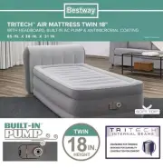 Headboard 18" Twin Air Mattress with Built-In Pump Ultra-Fresh Antimicrobial
