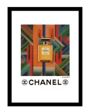 Vintage Geometric Chanel Bottle Framed Print Wall Art