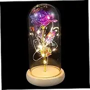 FUNOMOCYA 1Pc Simulation Rose Glass Dome Ornament with LED Light Romantic Desktop Decoration for Valentine's Day Weddings Engagements and Anniversaries